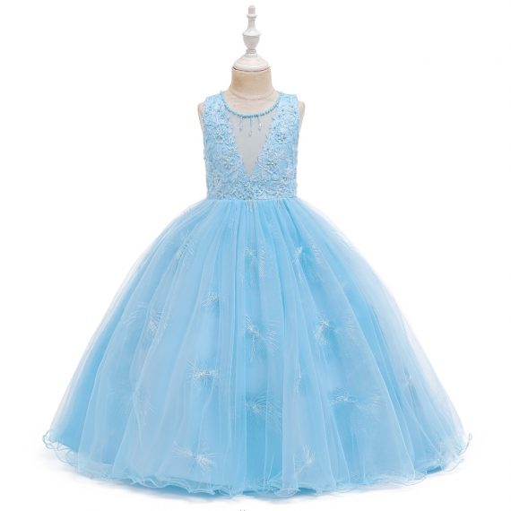 Kids Dress Princess Costumes Sky Blue Skirt