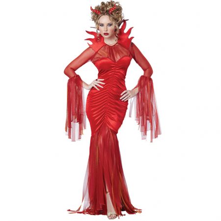 Womens Devil Halloween Costume Red Dress