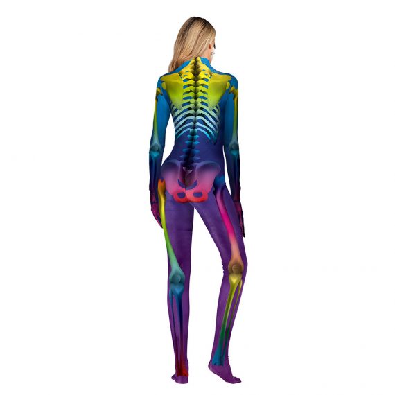 Halloween Costume Skeleton Spandex Suit Outfit For Woman