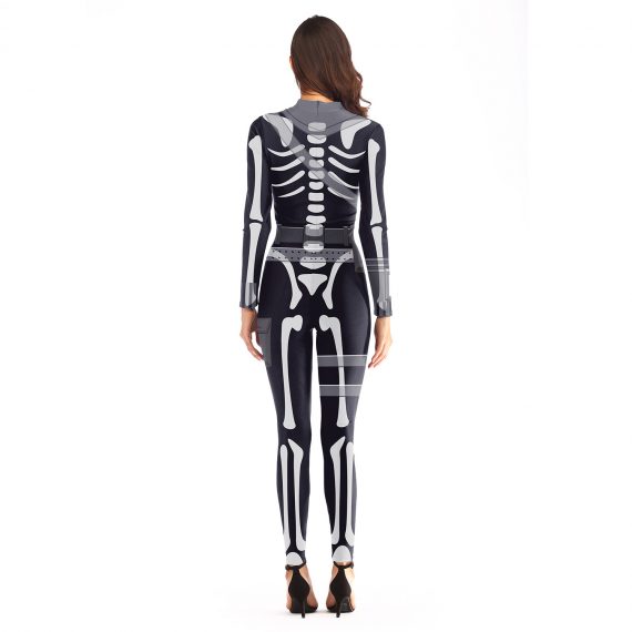 Halloween Skeleton Spandex Costume Suit For Woman