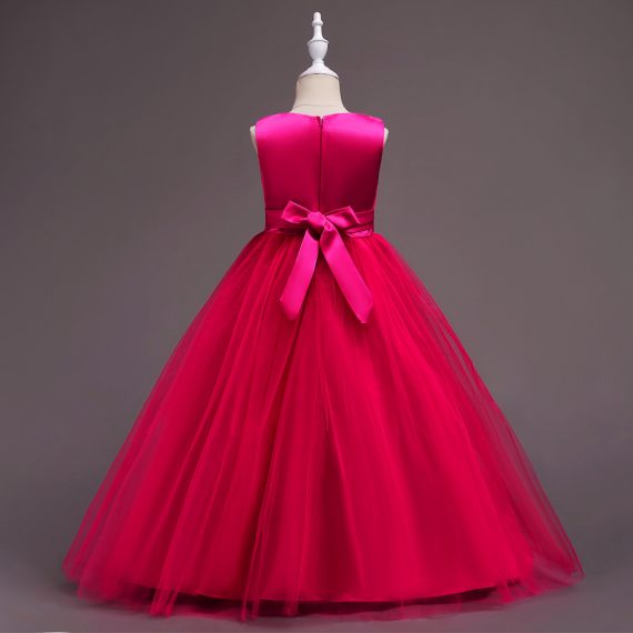 Girls Evening Dress Princess Costumes Red Skirt For Kids