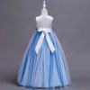 Girls Evening Dress Princess Costumes Cornflower Blue Long Skirt For Kids