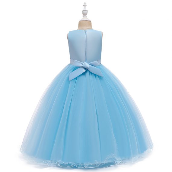 Girls Dress Princess Costumes Sky Blue Long Skirt