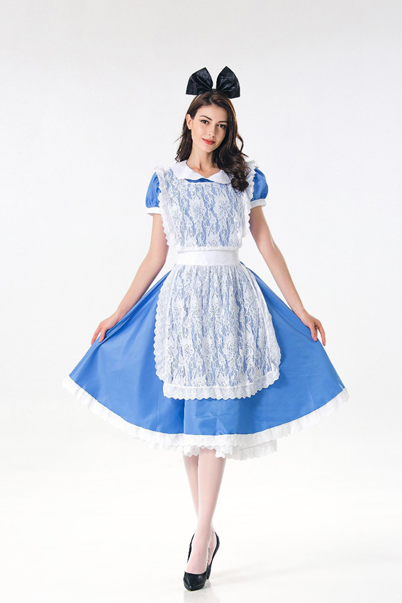 Womens Sweet Maid Blue And White Costume Dress