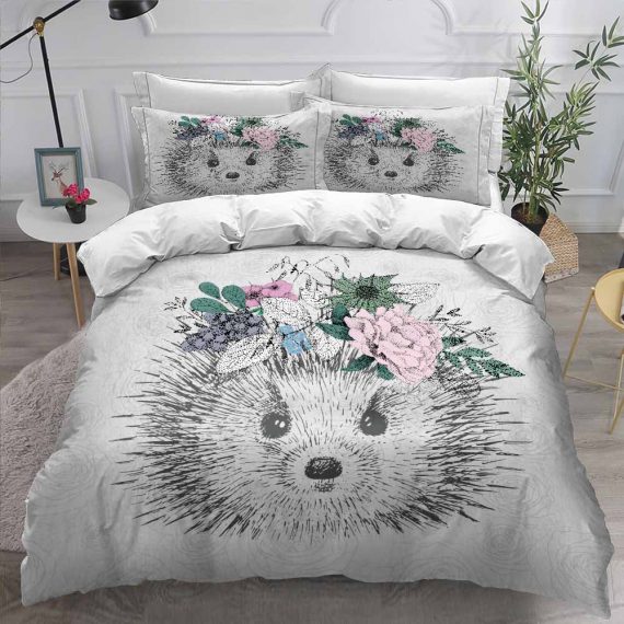 Animal Printting Duvet Cover Hedgehog Bedding Set