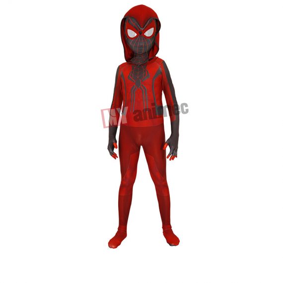 Crimson Cowl Suit PS5 Spiderman Costume Kids Cosplay Jumpsuit