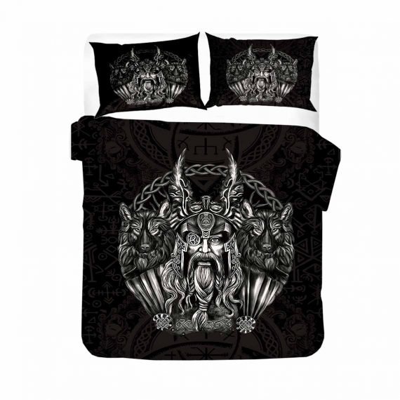3D Style Black Duvet Cover Vikings Bed Set