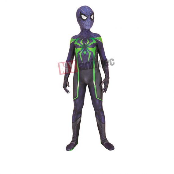 PS5 Spiderman Costume Purple Reing Suit Kids Superhero Cosplay  Jumpsuit