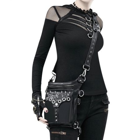 Halloween Black PU Steampunk Retro Waist Bag