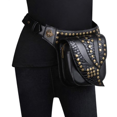 Halloween Unisex Steampunk PU Black Thigh Bag