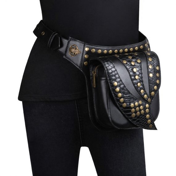 Halloween Unisex Steampunk PU Black Thigh Bag