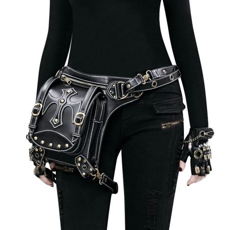Black PU Steampunk Waist Bag