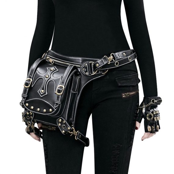 Black PU Steampunk Waist Bag