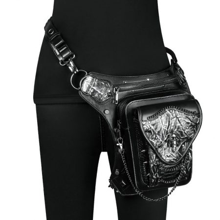 Halloween Silver Skull Steampunk Retro Waist Bag