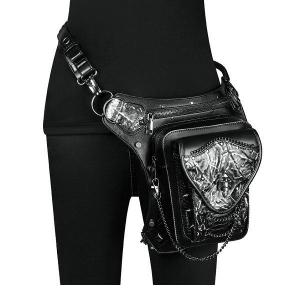 Halloween Silver Skull Steampunk Retro Waist Bag
