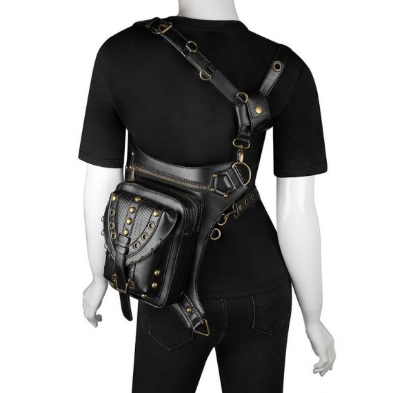 Steampunk Retro Black Waist Thigh Bag Satchel