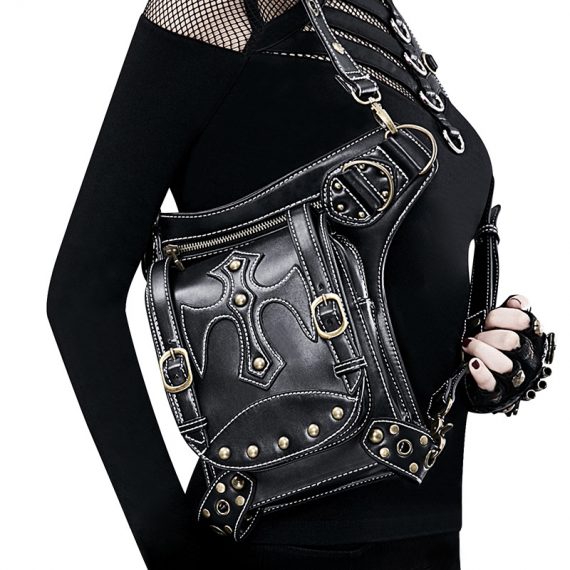 Black PU Steampunk Waist Bag