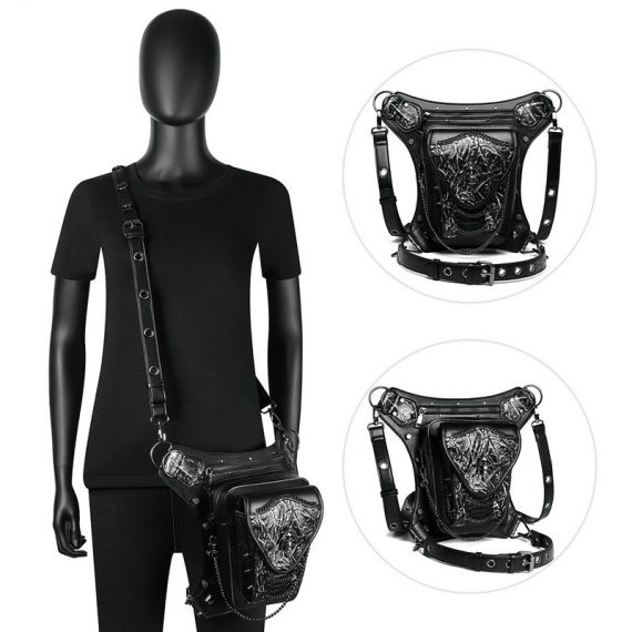 Halloween Silver Skull Steampunk Retro Waist Bag