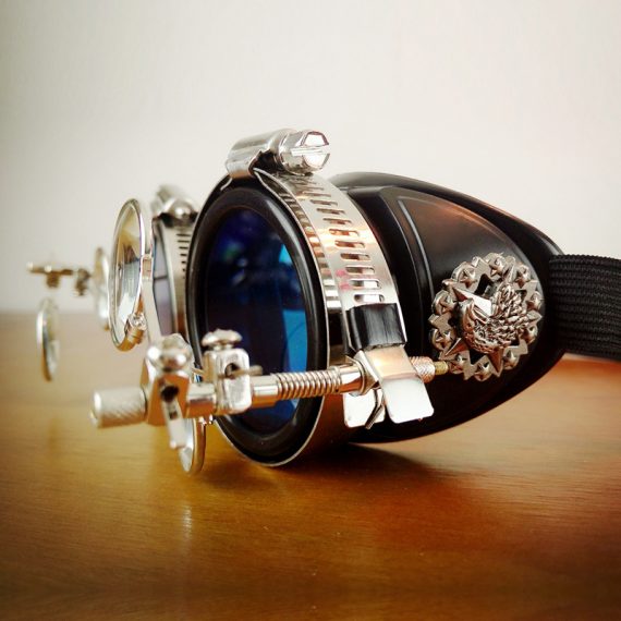 Steampunk PU Blue Goggles Blindfold