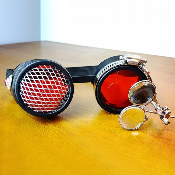 Steampunk PU Metal Red Blindfold Goggles