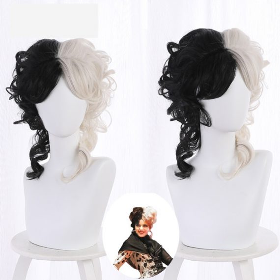Cruella De Vil Black And White Wavy Cosplay Wig