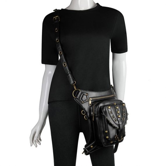Steampunk Retro Black Waist Thigh Bag Satchel