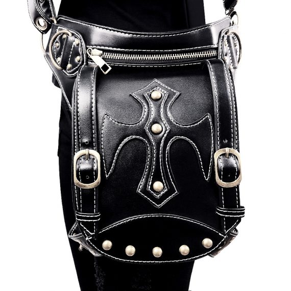 Black PU Steampunk Waist Bag