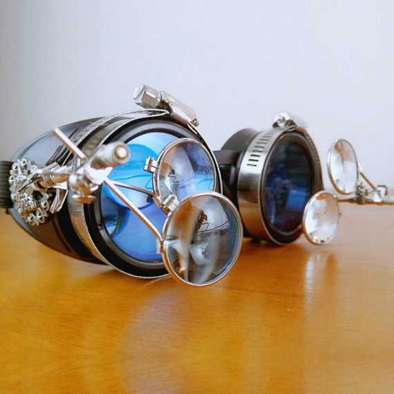 Steampunk PU Blue Goggles Blindfold