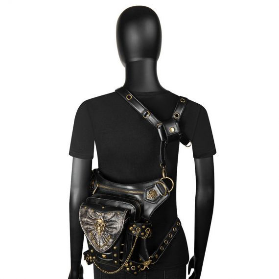 Halloween Golden Skull Steampunk Retro Waist Bag