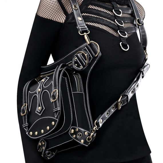 Black PU Steampunk Waist Bag