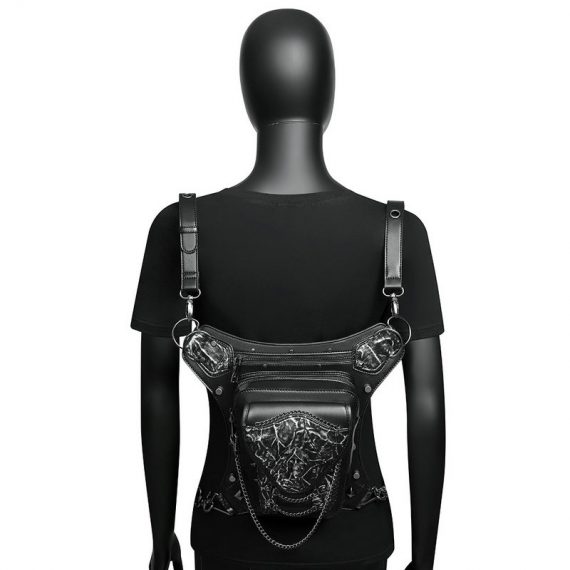 Halloween Silver Skull Steampunk Retro Waist Bag