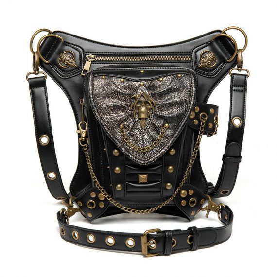 Halloween Golden Skull Steampunk Retro Waist Bag