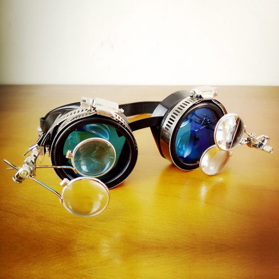 Steampunk PU Blue Goggles Blindfold