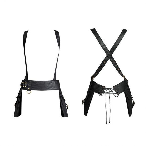 Black PU Steampunk Retro Waist Bag