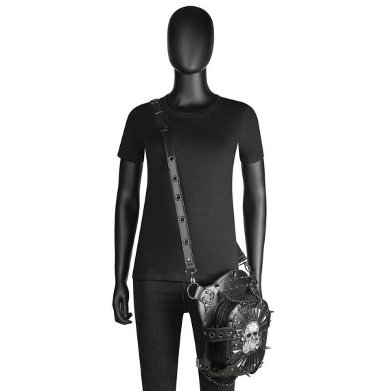 Silver Metal Skull Steampunk Waist Bag