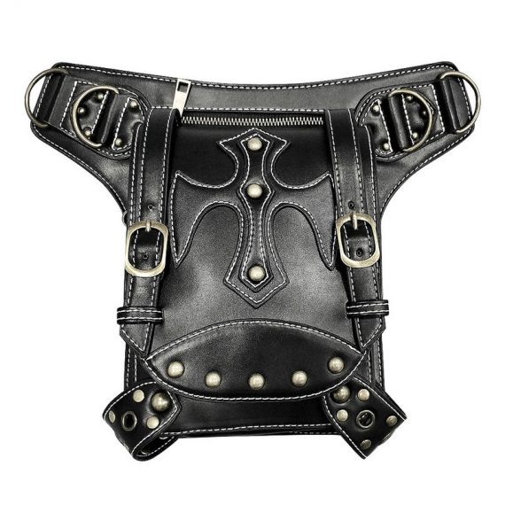 Black PU Steampunk Waist Bag