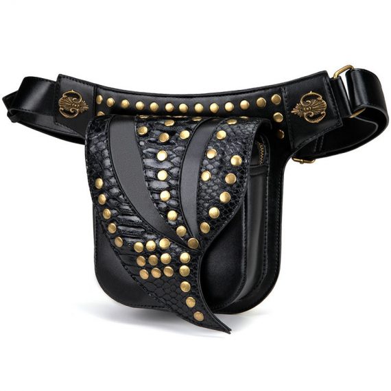 Halloween Unisex Steampunk PU Black Thigh Bag
