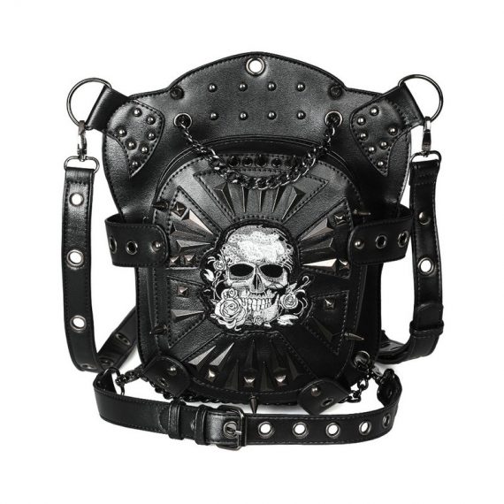 Silver Metal Skull Steampunk Waist Bag