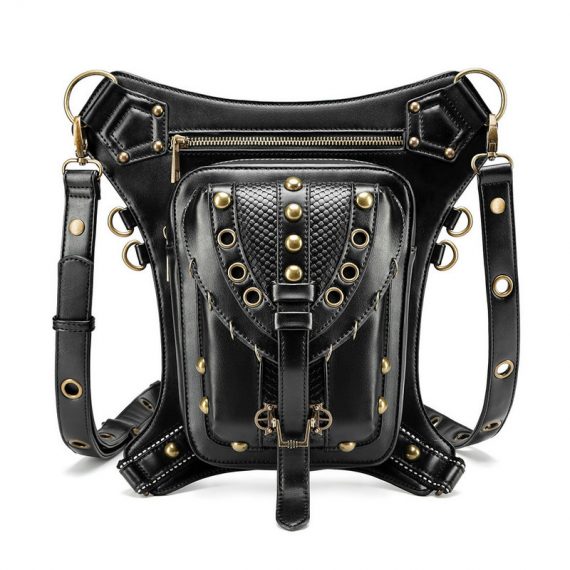 Steampunk Retro Black Waist Thigh Bag Satchel
