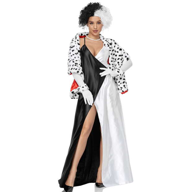 101 Dalmatians Cruella De Vil Costume Cosplay Dress - MYanimec