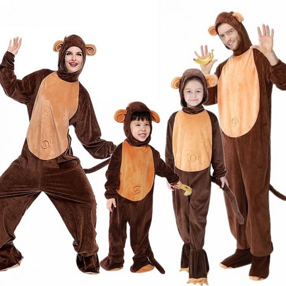 Halloween Family Costume Adult Kids Monkey Cosplay Bodysuit