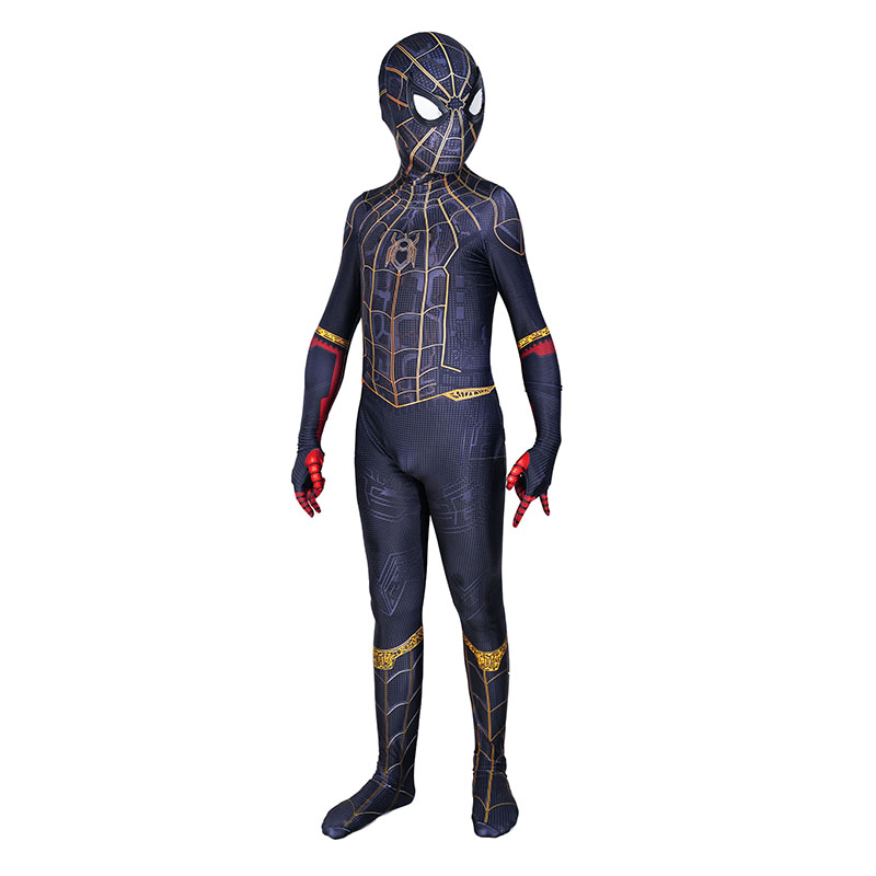 Kids Spider-Man: No Way Home Costume Black & Gold Suit - MYanimec