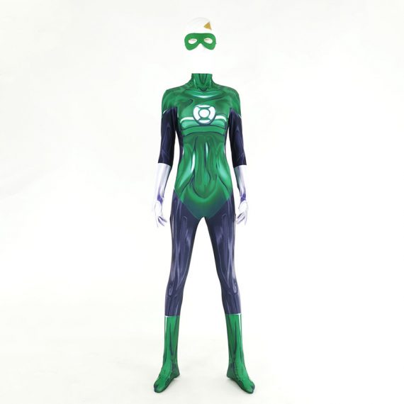 Adult Kids Green Lantern Costume Halloween Superhero Jumpsuit