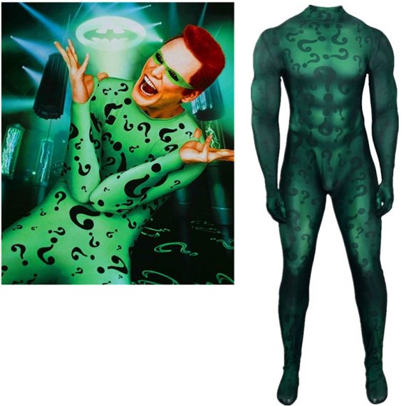 Halloween Adult Kids Jumpsuit Riddler Costume