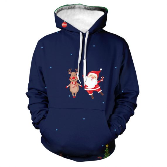 Happy Christmas Santa Clause And Deer Sweatshirt Hoodie