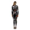 Adult Skeleton Bone And Rose Jumpsuit Costume