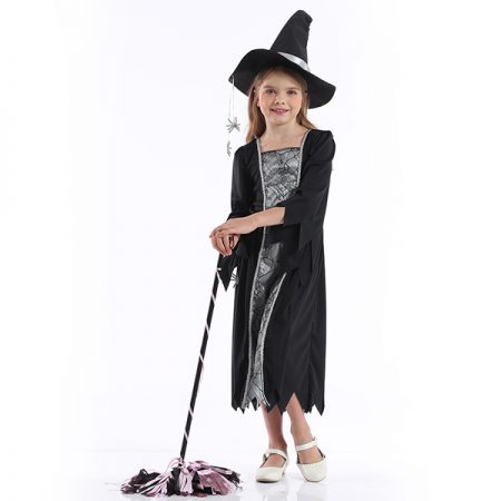 Kids Witch Costume Girls Long Sleeve Halloween Dress