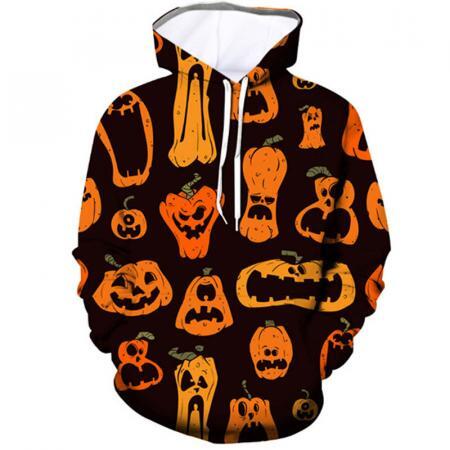 Adult Halloween Pumpkin Face Sweatshirt Hoodie