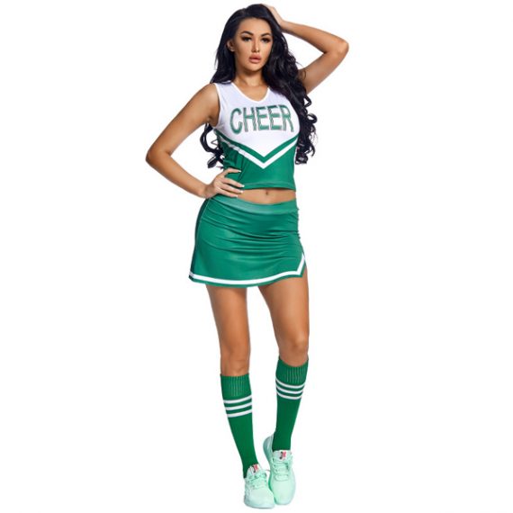 Womens Green Cheerleader Team Costume