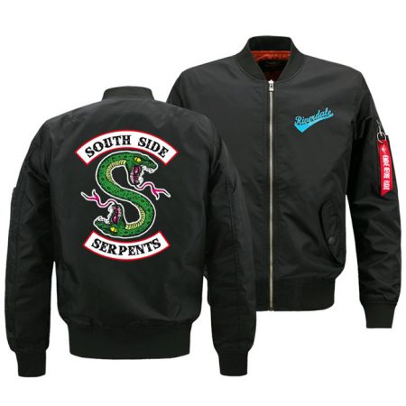 Men’s Black Riverdale Serpents Print Short Casual Jacket